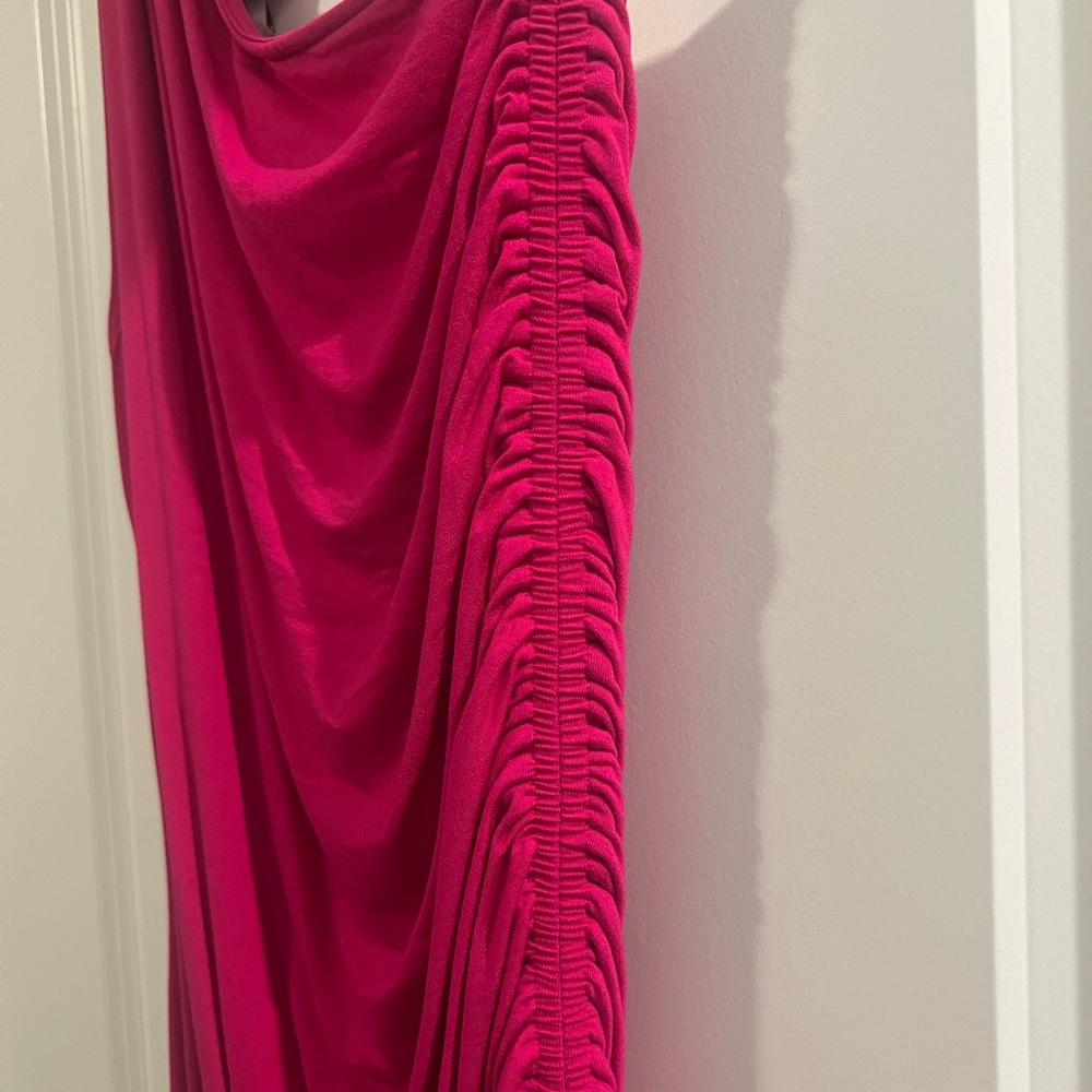 Dark Pink One-Shoulder Dress - Picture 3 of 4